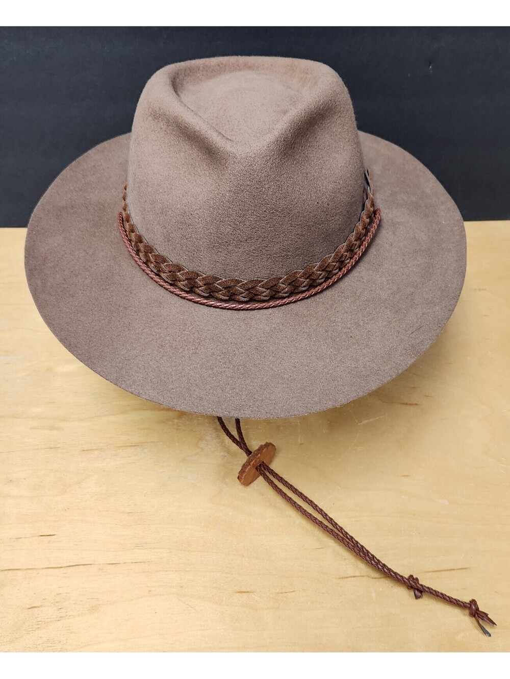 Vintage Goorin Bros De Luxe Quality Wool Felt Hat Braided Leather Band Medium
